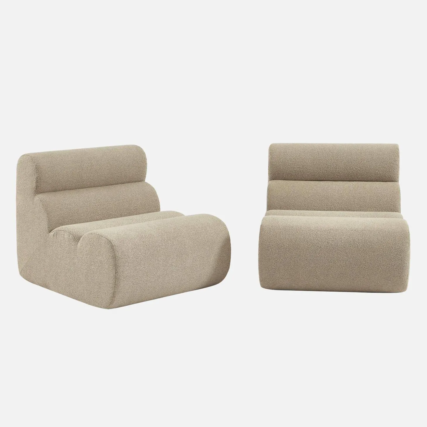 Sofá modular en borreguito texturizado, 2 plazas