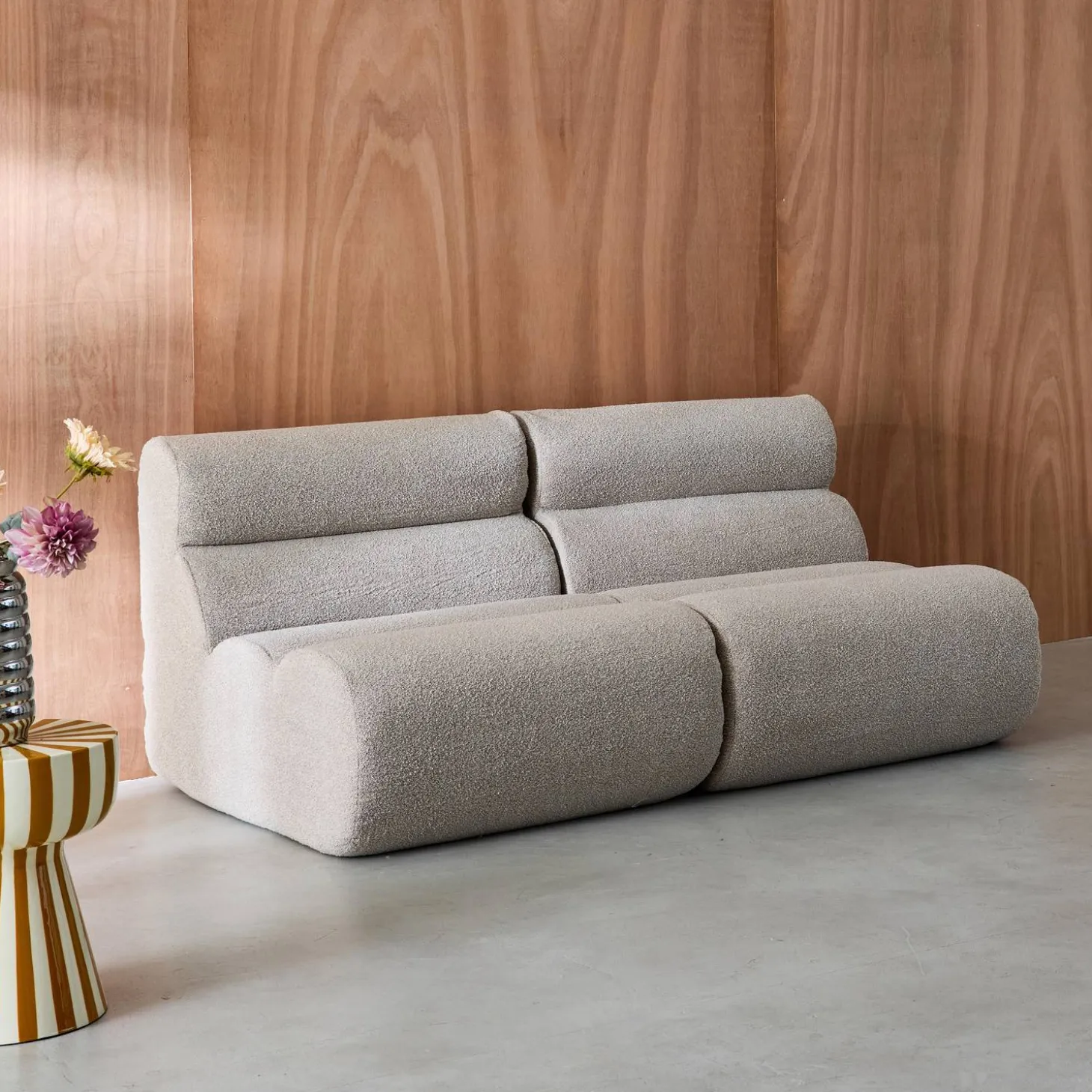 Sofá modular en borreguito texturizado, 2 plazas