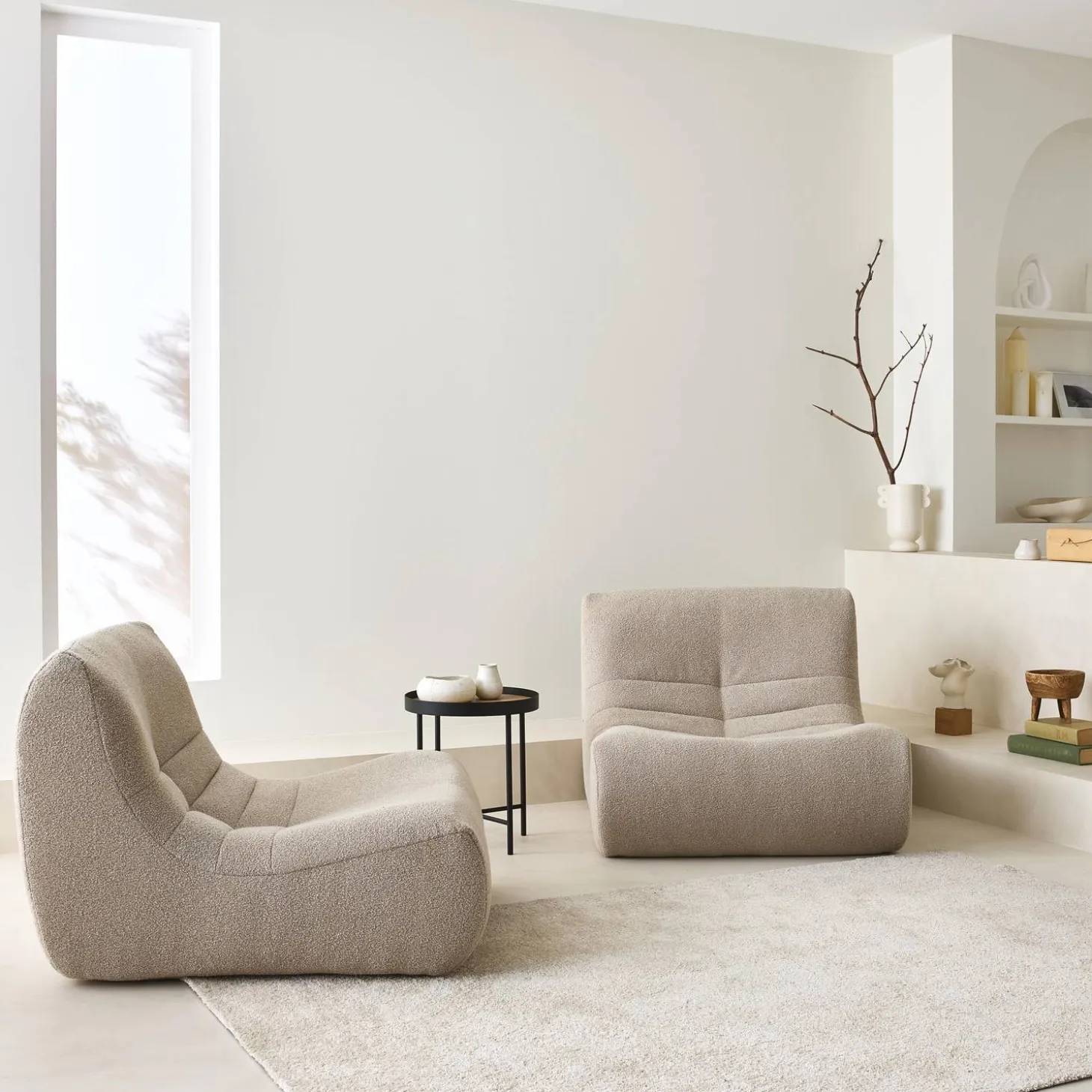 Sofá modular en borreguito texturizado, 2 plazas