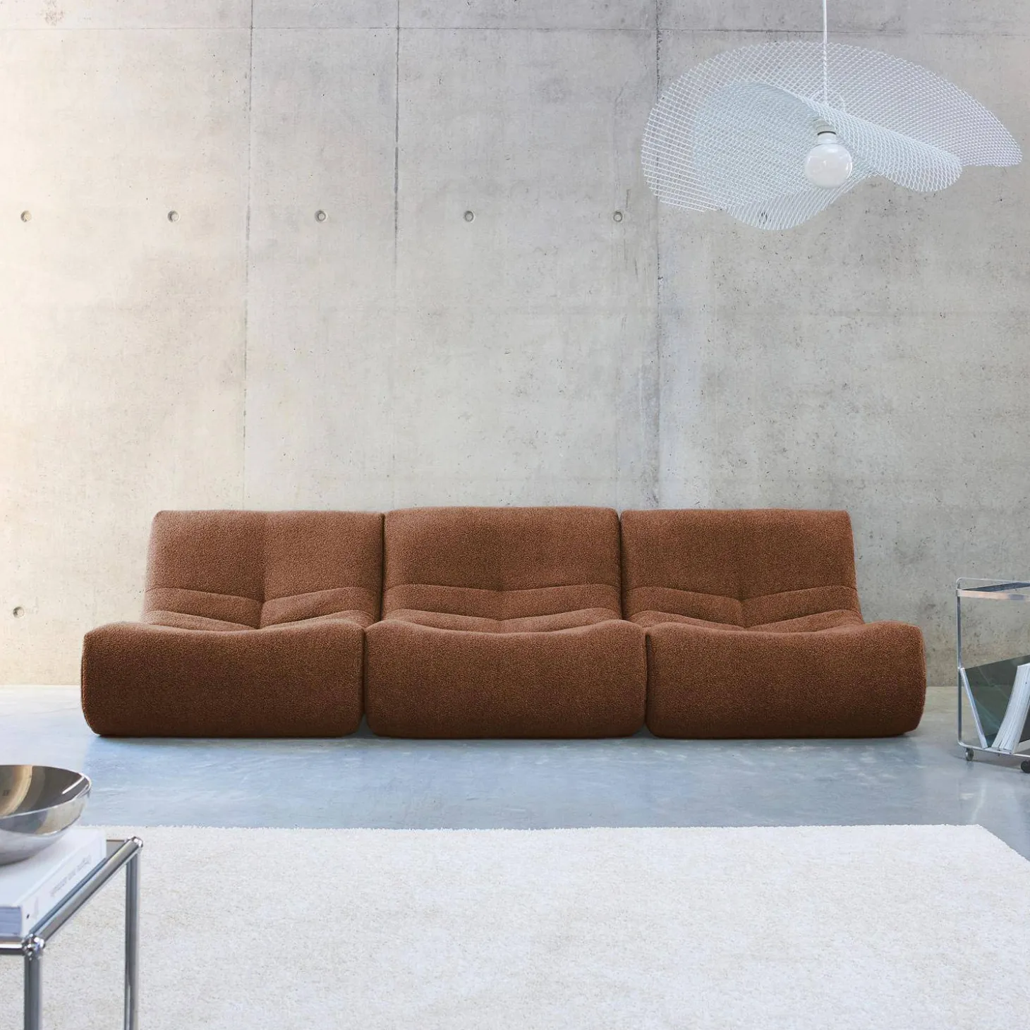 Sofá modular en borreguito texturizado, 3 plazas