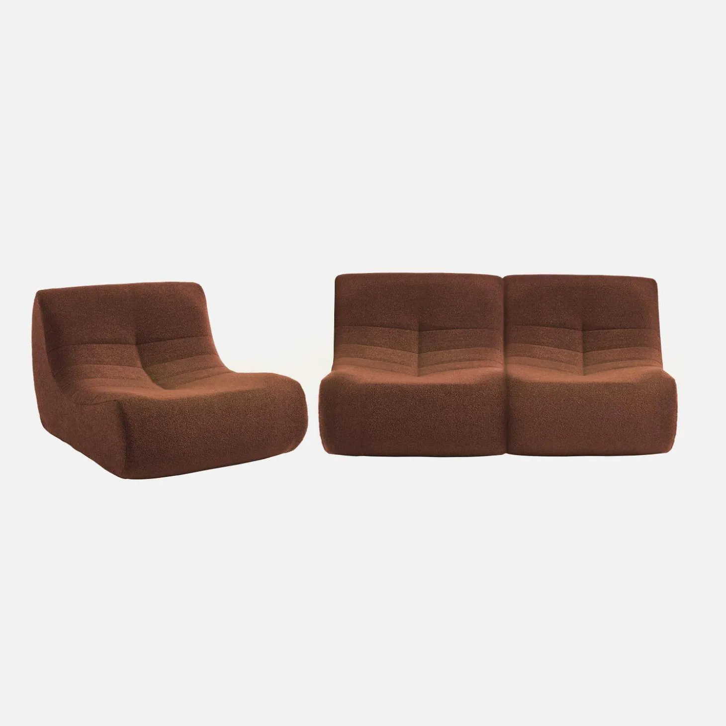Sofá modular en borreguito texturizado, 3 plazas