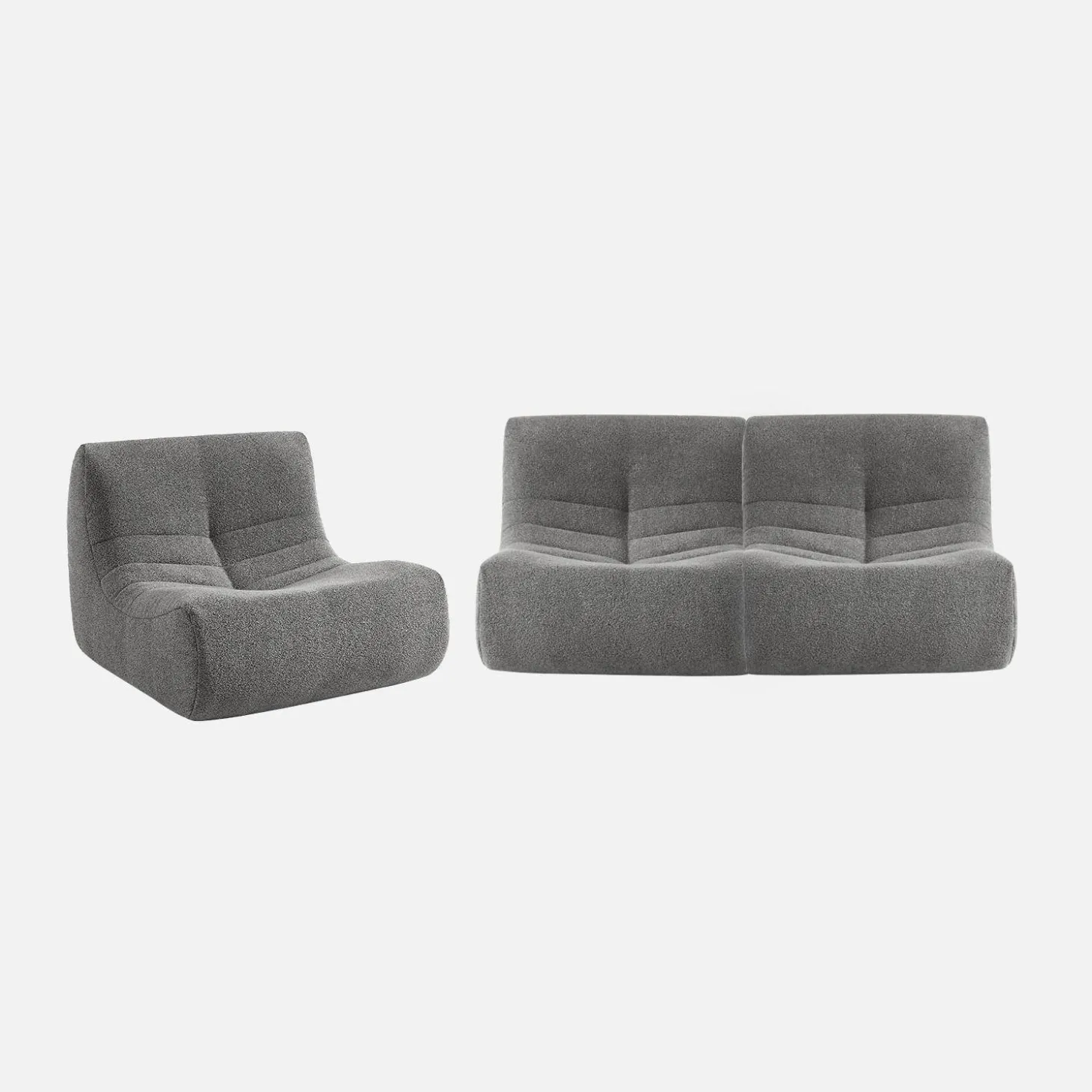 Sofá modular en borreguito texturizado, 3 plazas