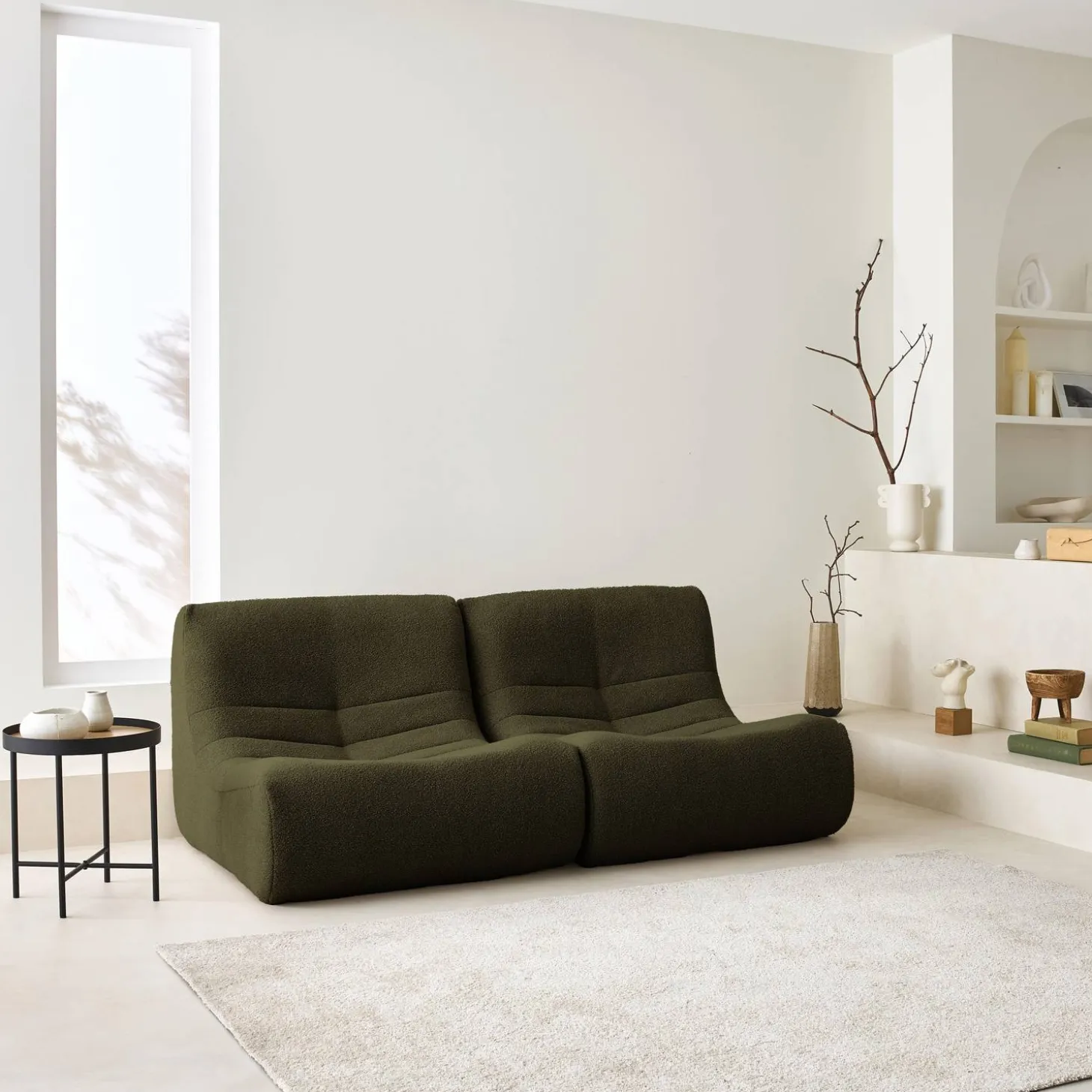 Sofá modular en borreguito texturizado, 2 plazas