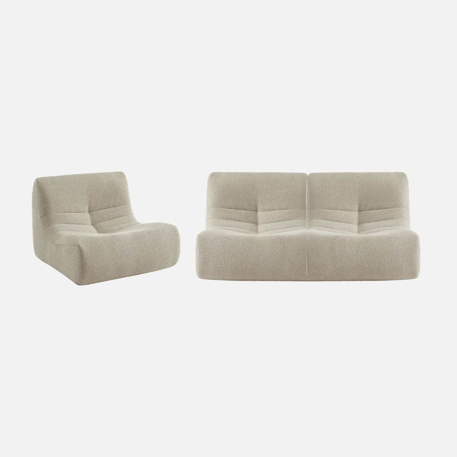 Sofá modular en borreguito texturizado, 3 plazas