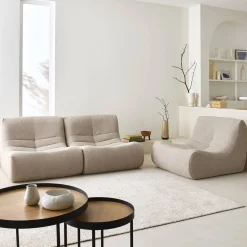 Sofá modular en borreguito texturizado, 3 plazas