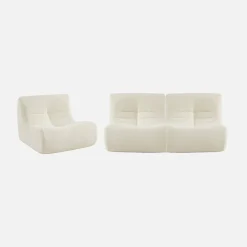 Sofá modular en borreguito texturizado, 3 plazas