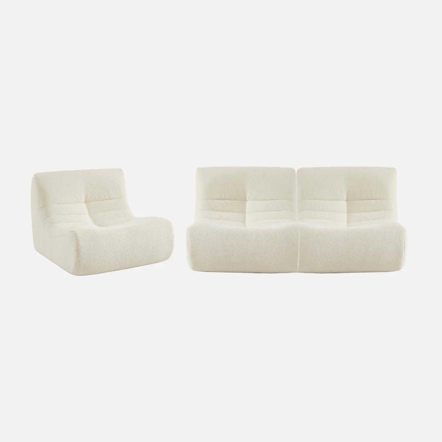 Sofá modular en borreguito texturizado, 3 plazas