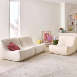 Sofá modular en borreguito texturizado, 3 plazas