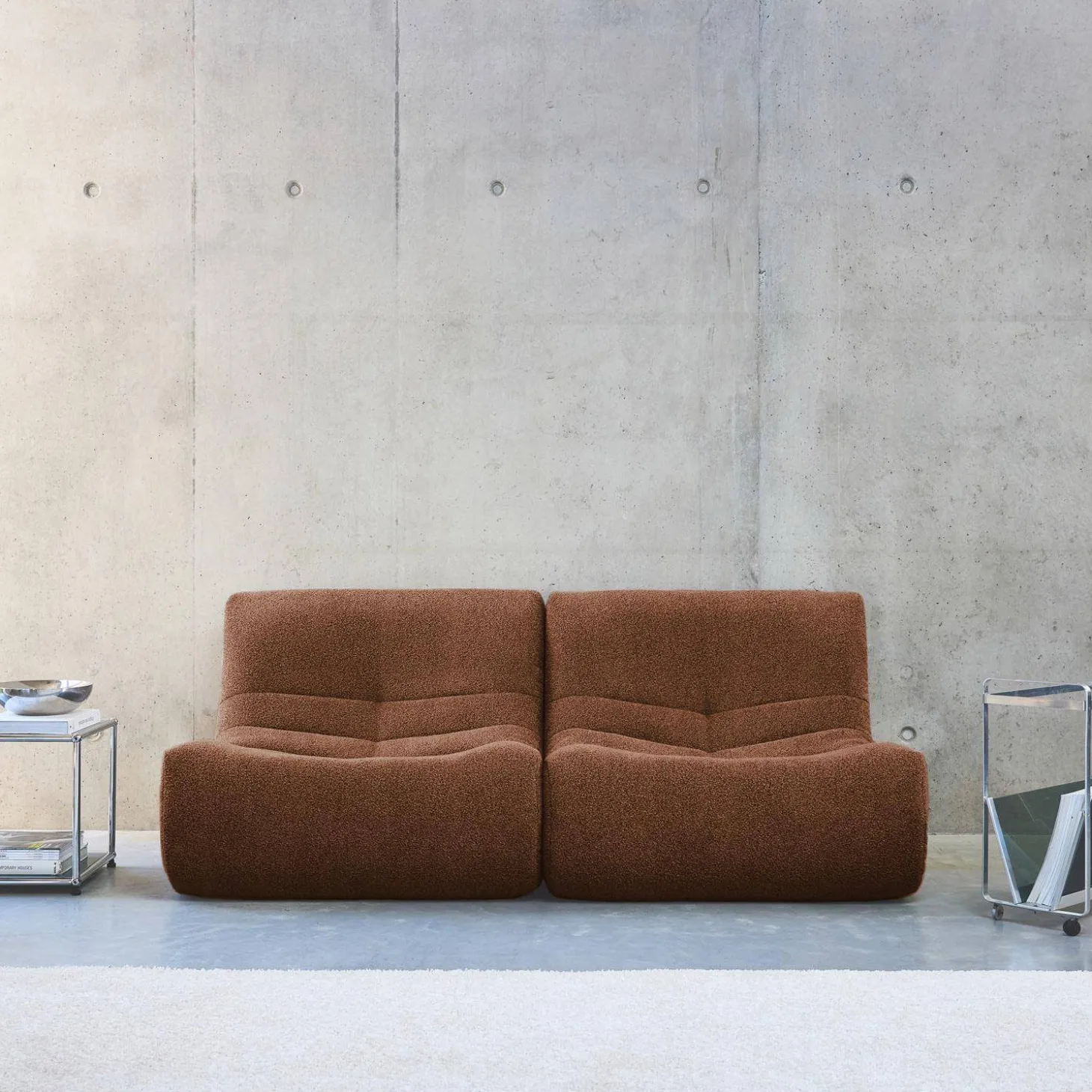 Sofá modular en borreguito texturizado, 2 plazas
