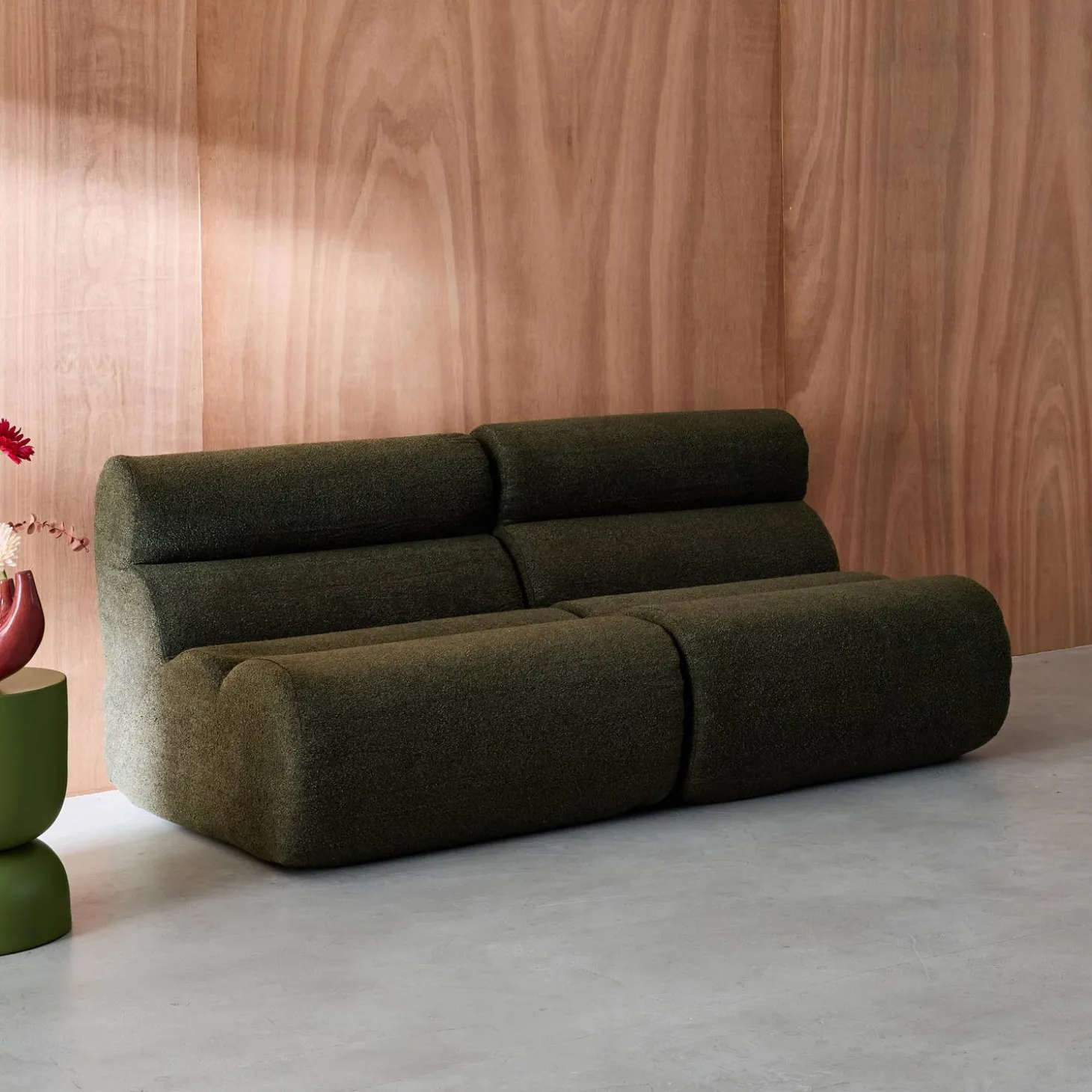 Sofá modular en borreguito texturizado, 2 plazas