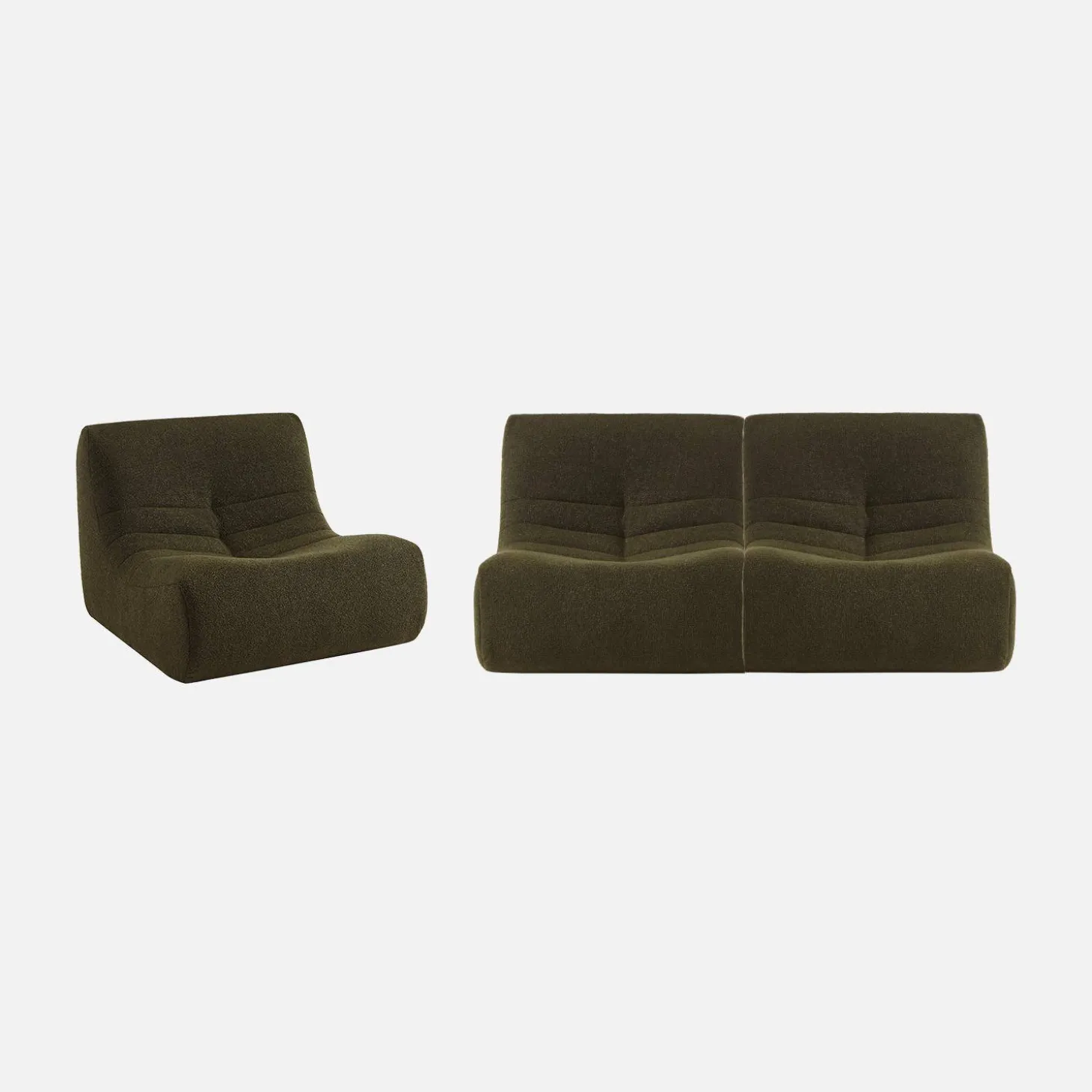 Sofá modular en borreguito texturizado, 3 plazas