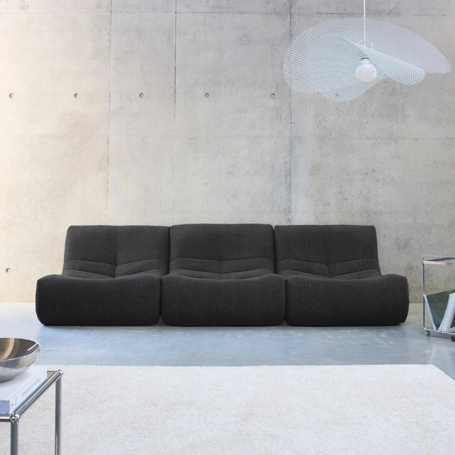 Sofá modular en borreguito texturizado, 3 plazas