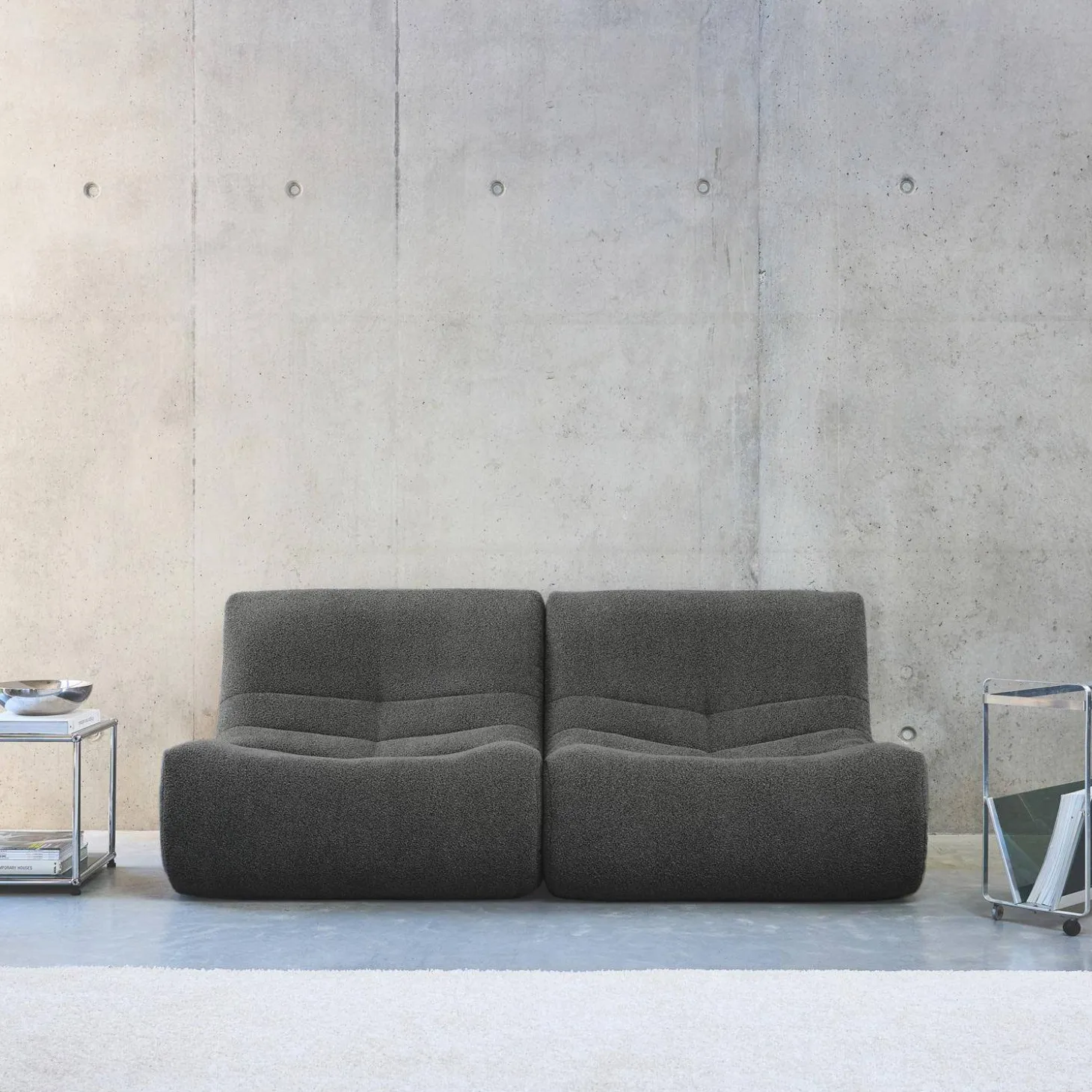 Sofá modular en borreguito texturizado, 2 plazas