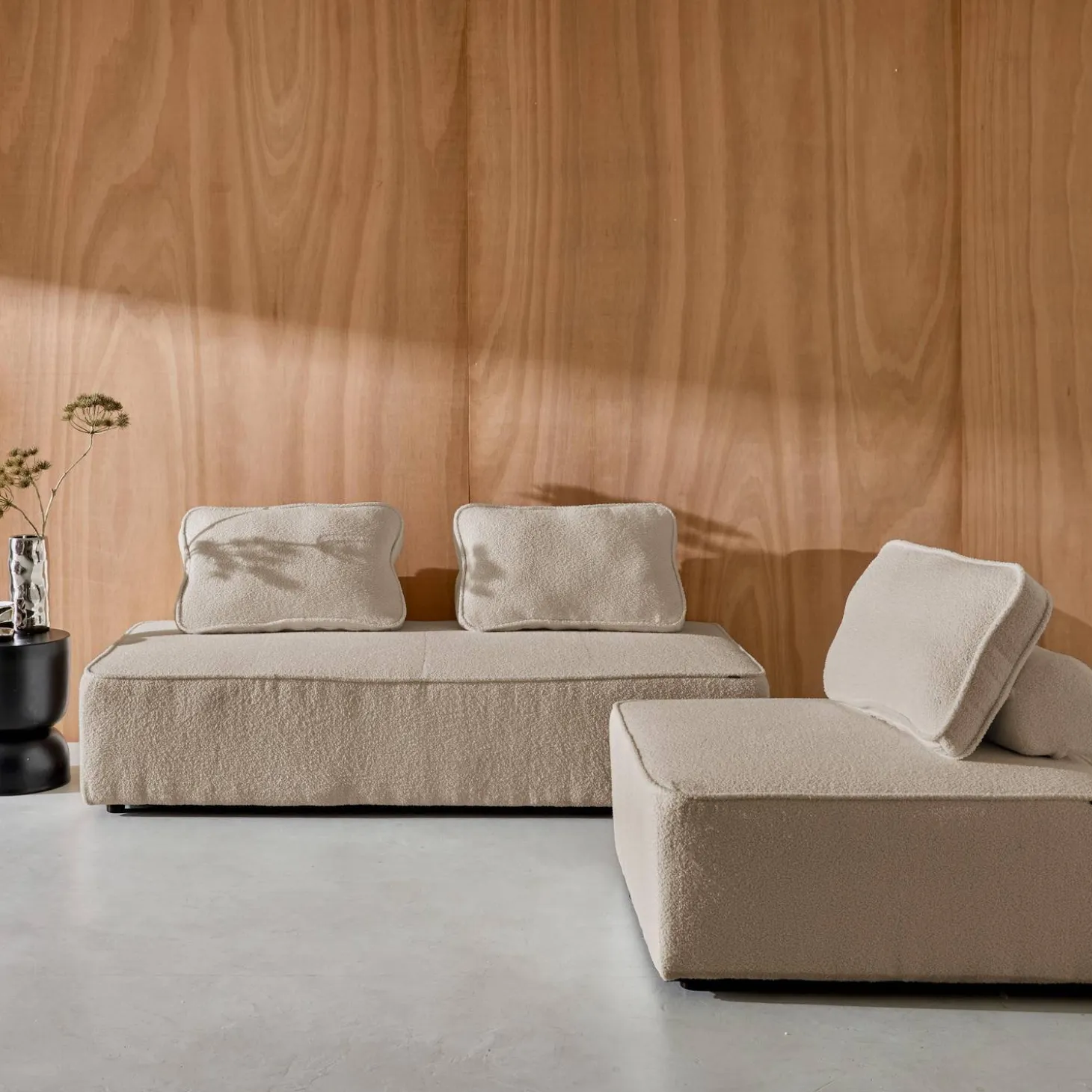 Sofá modular en tejido borreguito, 3 plazas