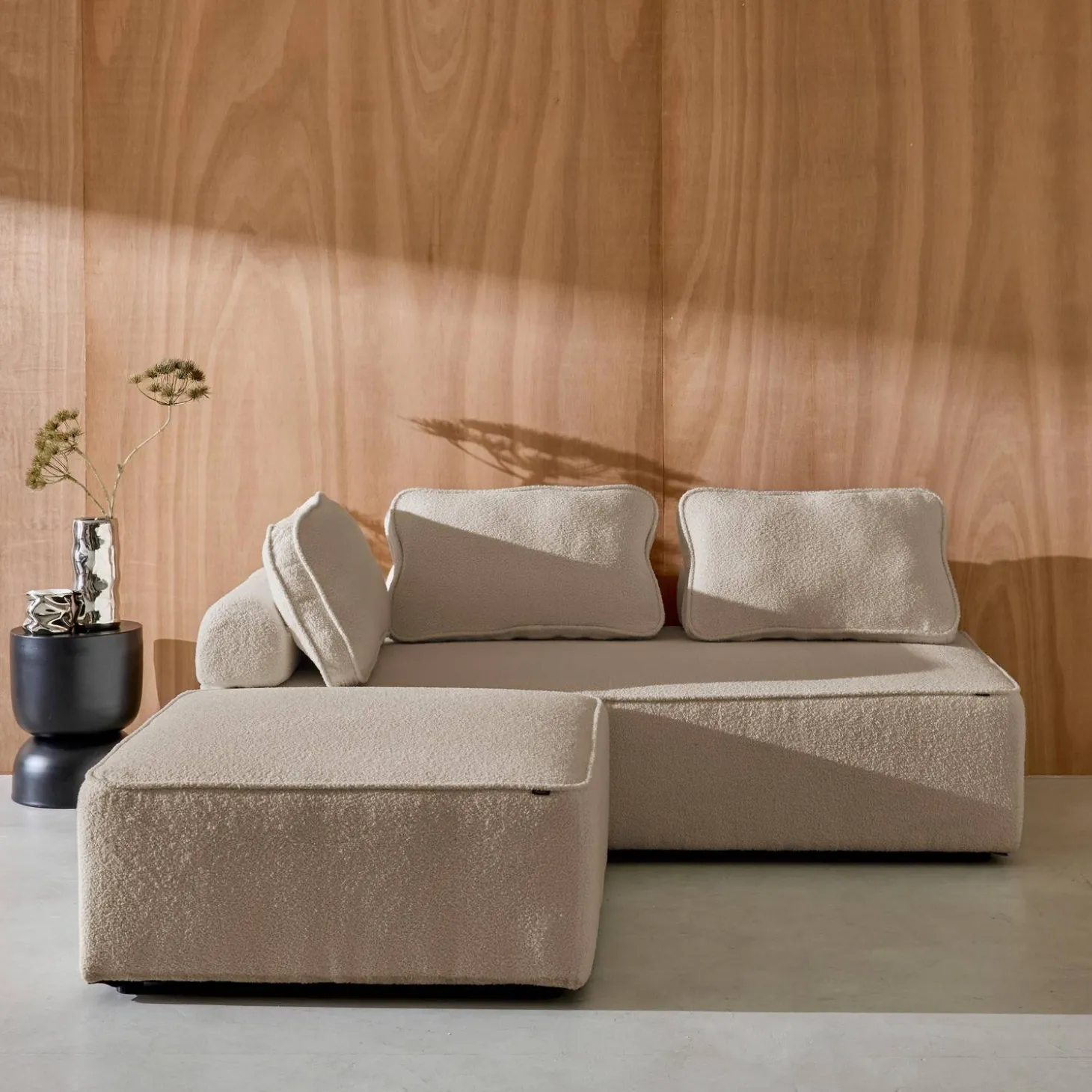 Sofá modular en tejido borreguito, 3 plazas