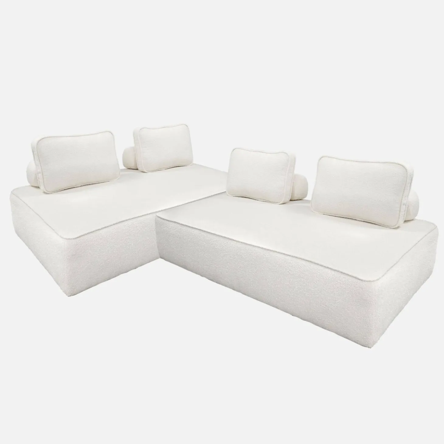 Sofá modular en tejido borreguito, 4 plazas
