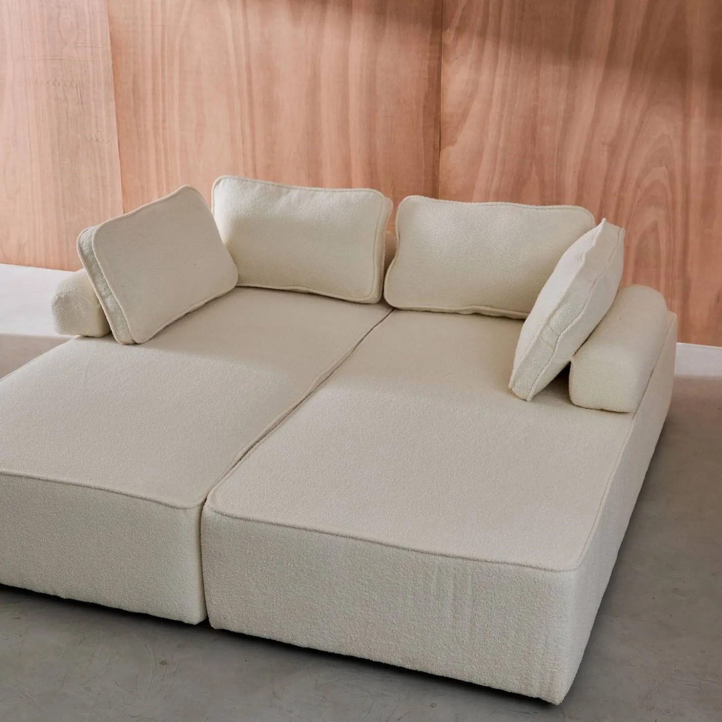 Sofá modular en tejido borreguito, 4 plazas