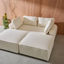 Sofá modular en tejido borreguito, 4 plazas