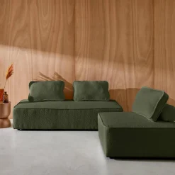 Sofá modular en tejido borreguito, 3 plazas