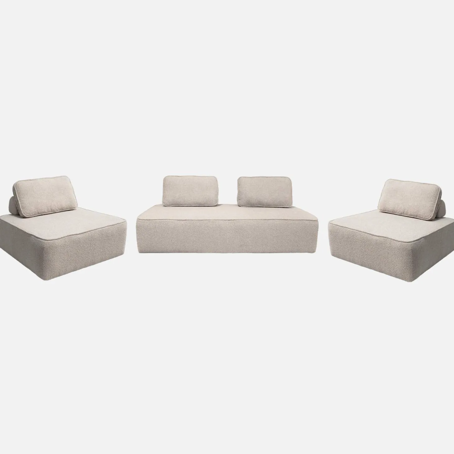 Sofá modular en tejido borreguito, 4 plazas