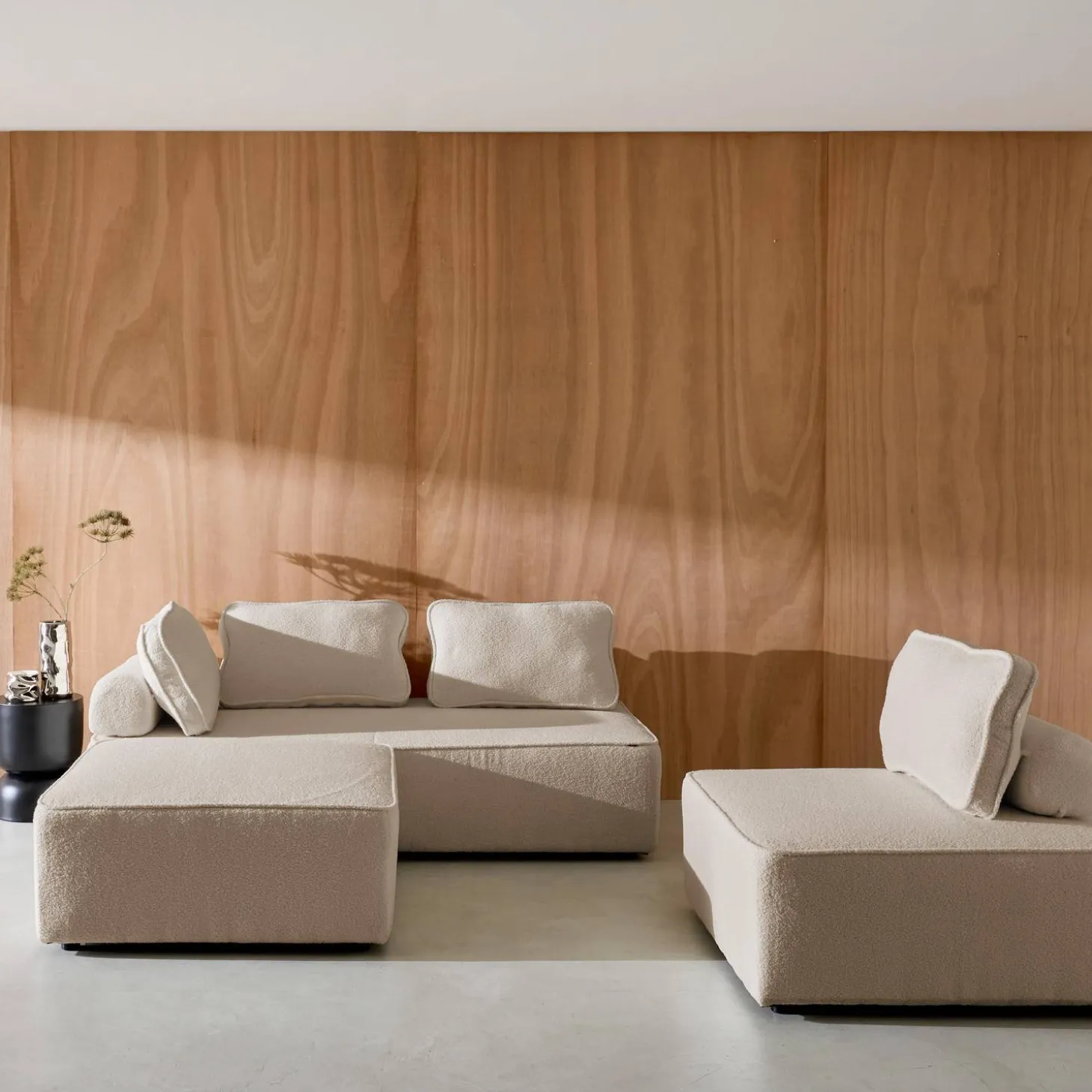 Sofá modular en tejido borreguito, 4 plazas