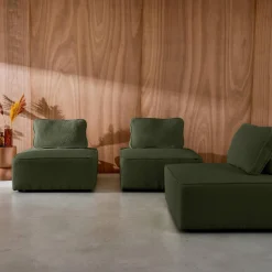 Sofá modular en tejido borreguito, 3 plazas