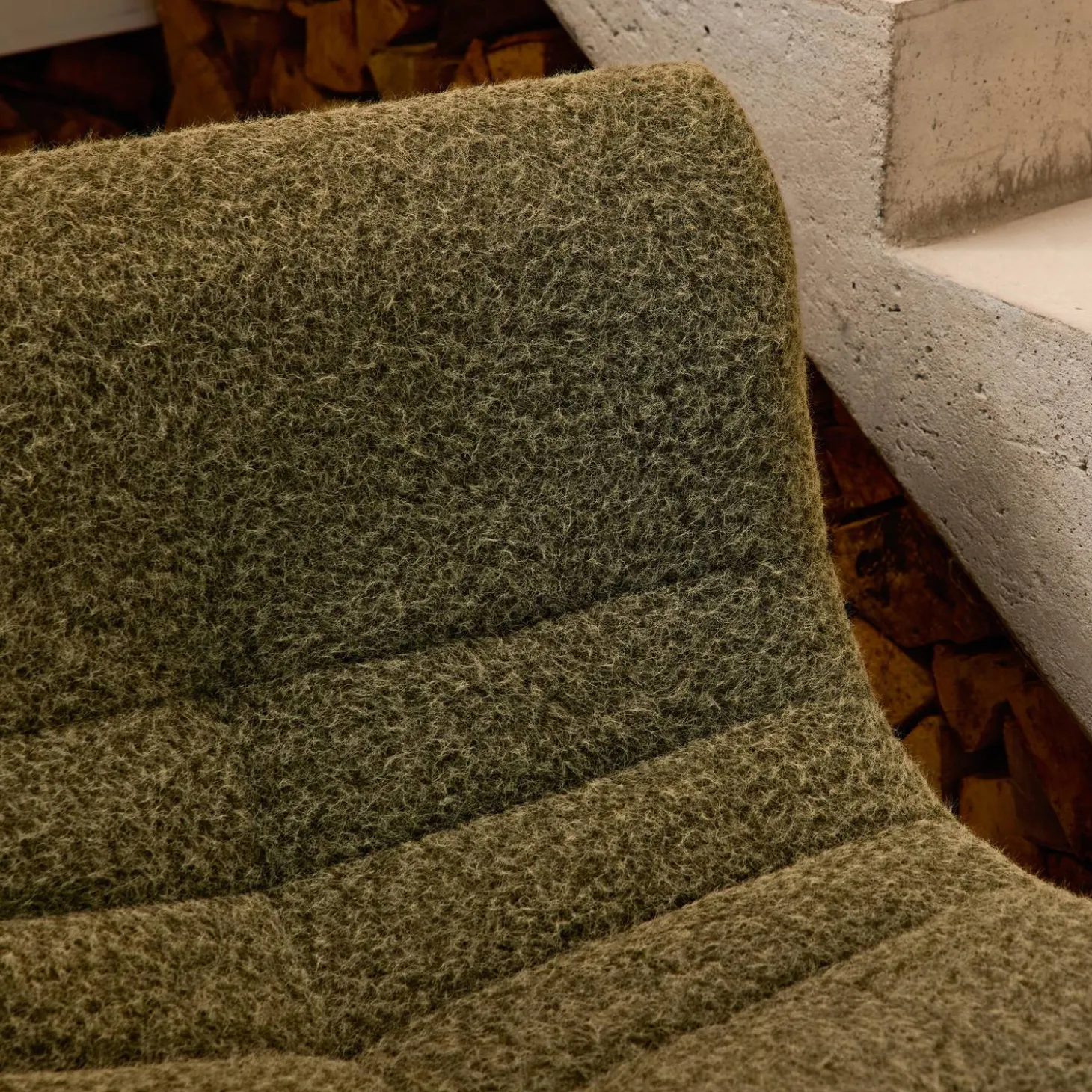 Sofá modular en tejido efecto alpaca, 2 plazas