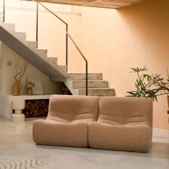 Sofá modular en tejido efecto alpaca, 2 plazas