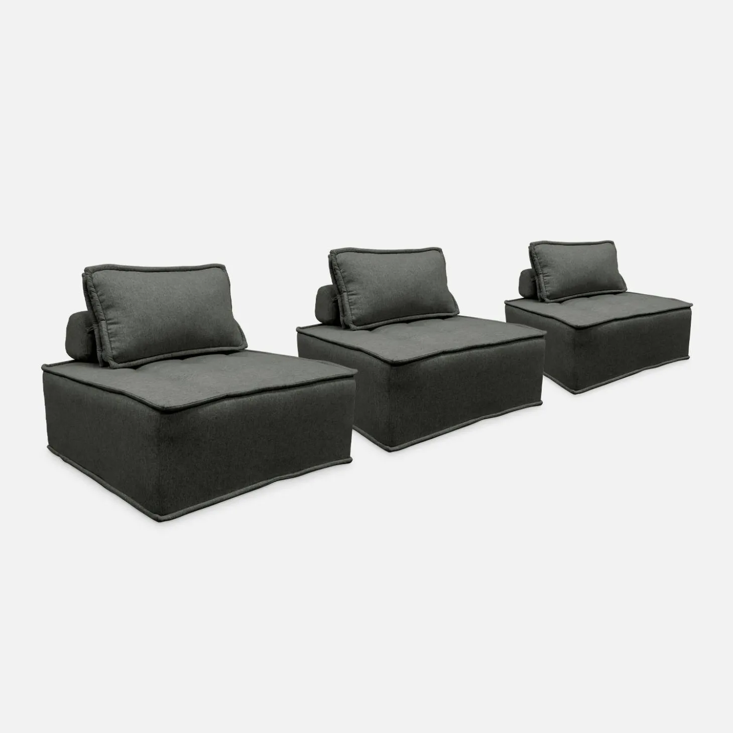 Sofá modular en tela lisa, 3 plazas