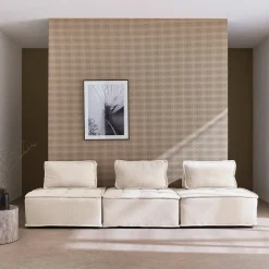 Sofá modular en tela lisa, 3 plazas