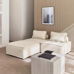 Sofá modular en tela lisa, 3 plazas