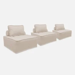 Sofá modular en tela lisa, 3 plazas