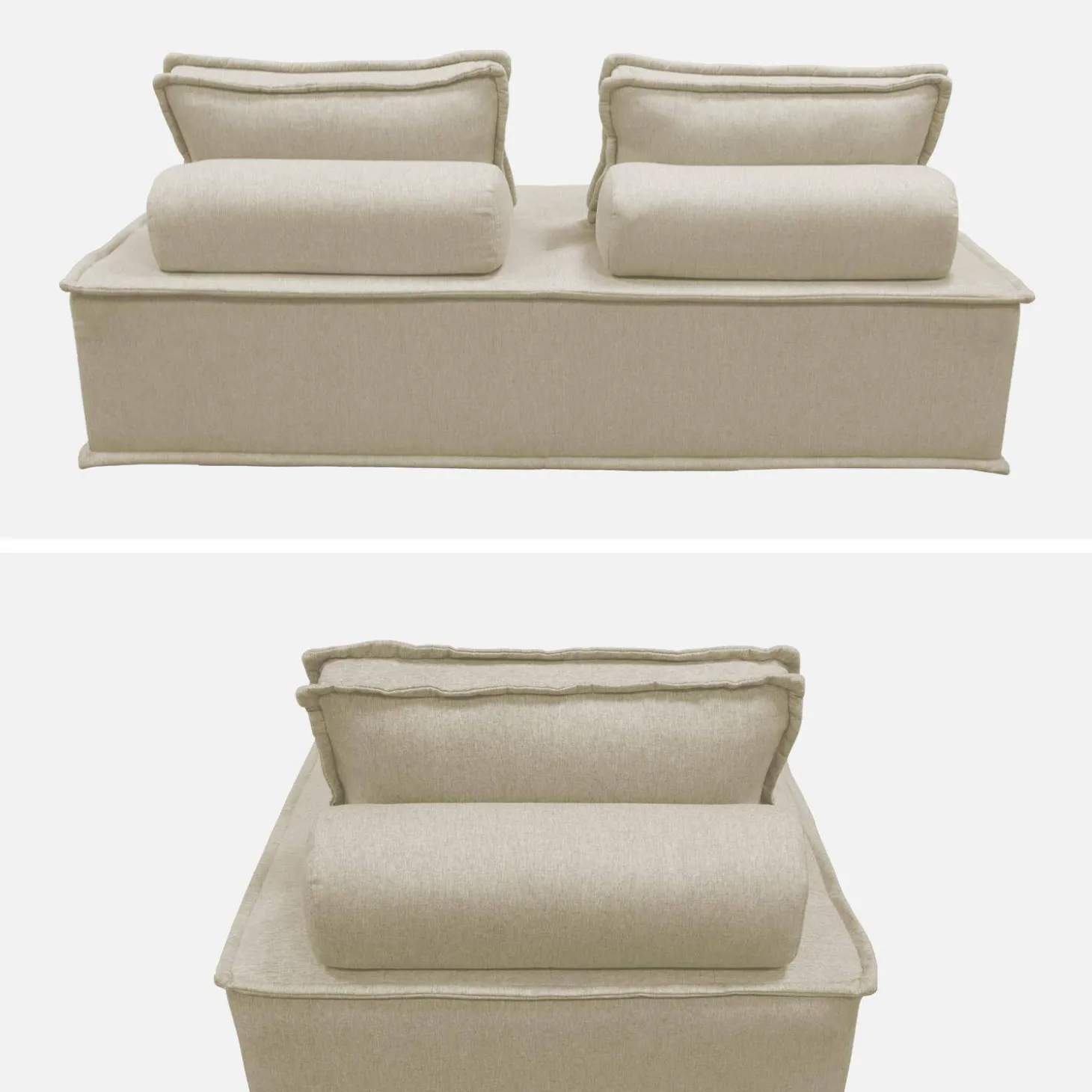 Sofá modular en tela lisa, 3 plazas