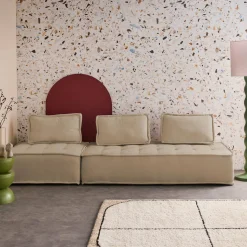 Sofá modular en tela lisa, 3 plazas