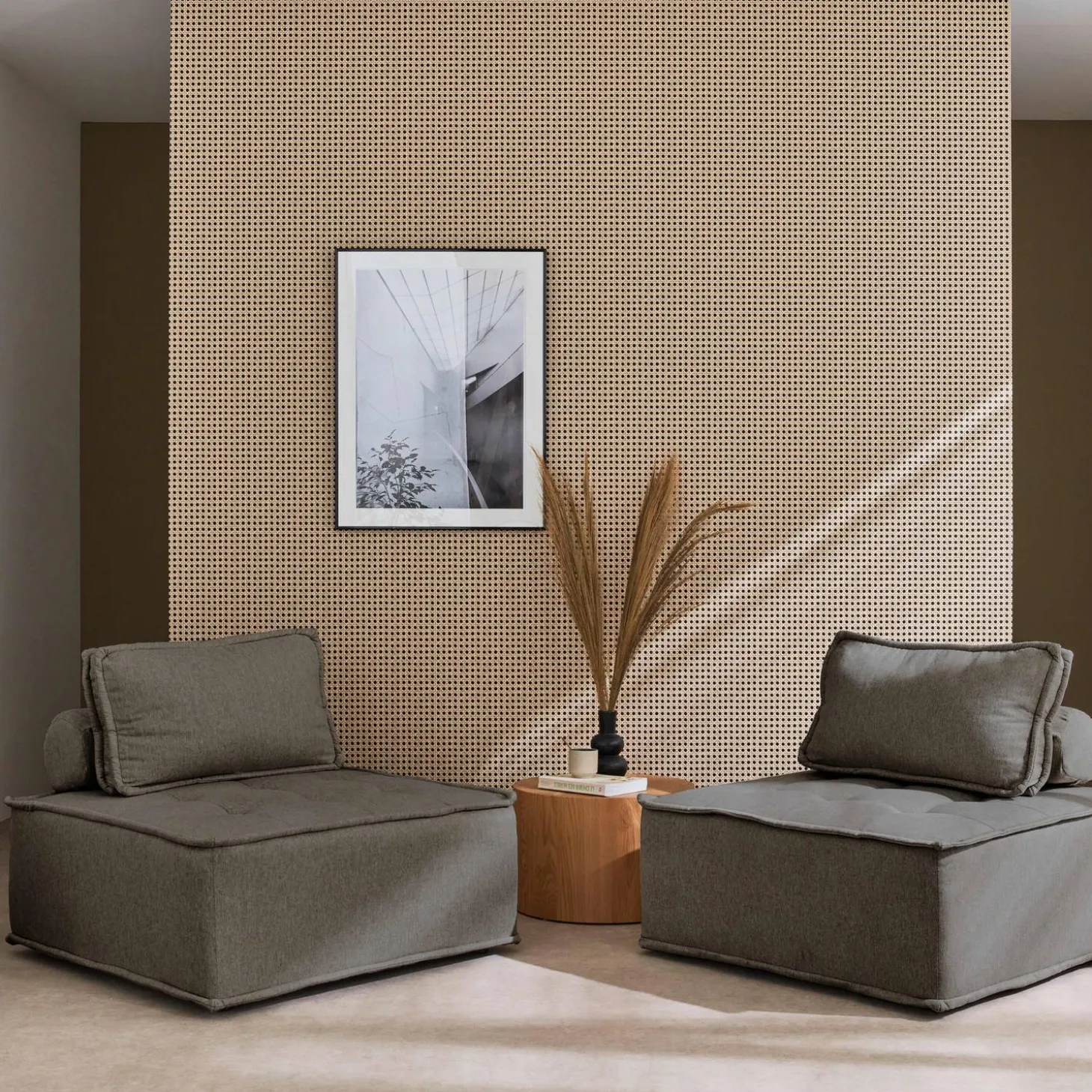 Sofá modular en tela lisa, 2 plazas
