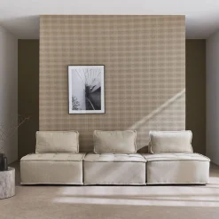 Sofá modular en tela lisa, 3 plazas