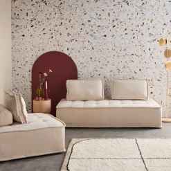 Sofá modular en tela lisa, 3 plazas
