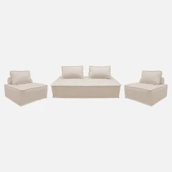 Sofá modular en tela lisa, 4 plazas
