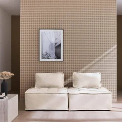 Sofá modular en tela lisa, 2 plazas