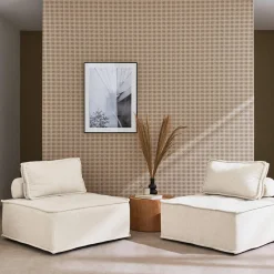 Sofá modular en tela lisa, 2 plazas