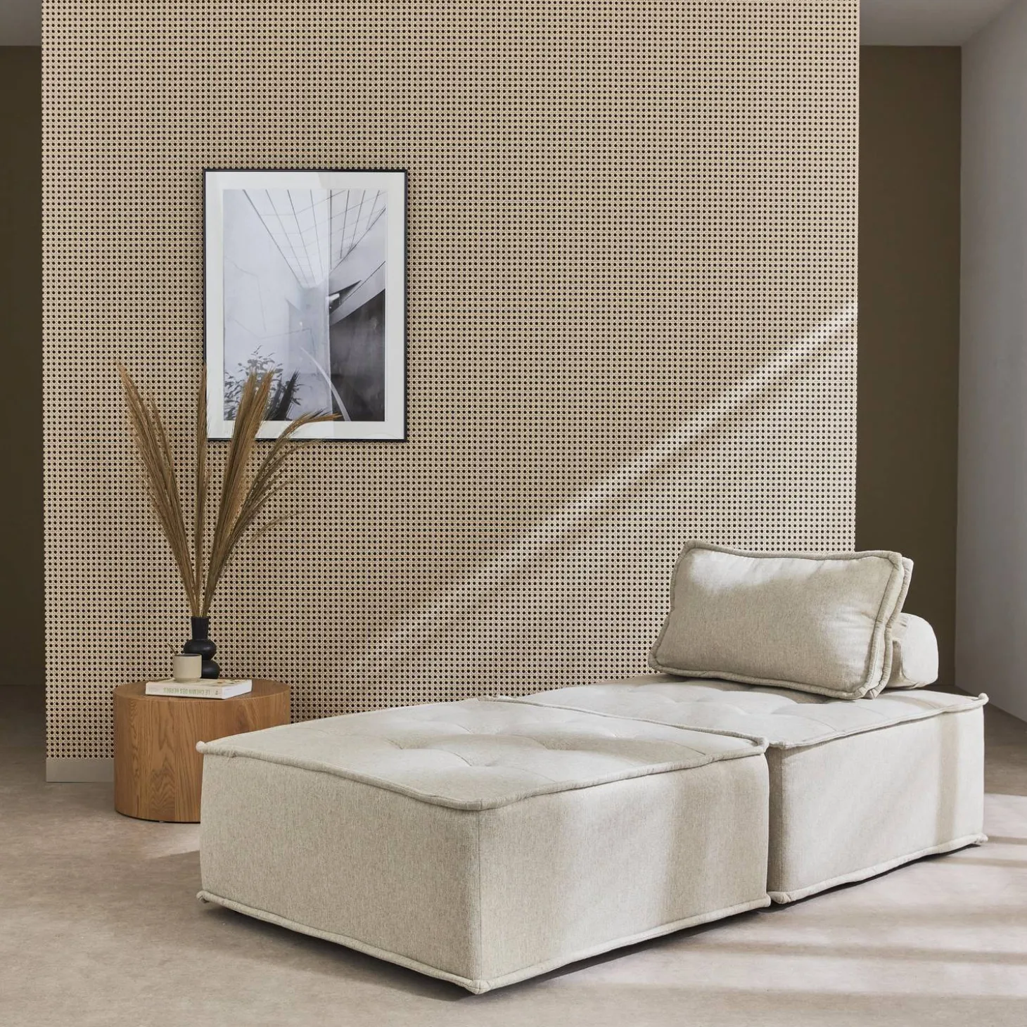 Sofá modular en tela lisa, 2 plazas