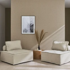 Sofá modular en tela lisa, 2 plazas