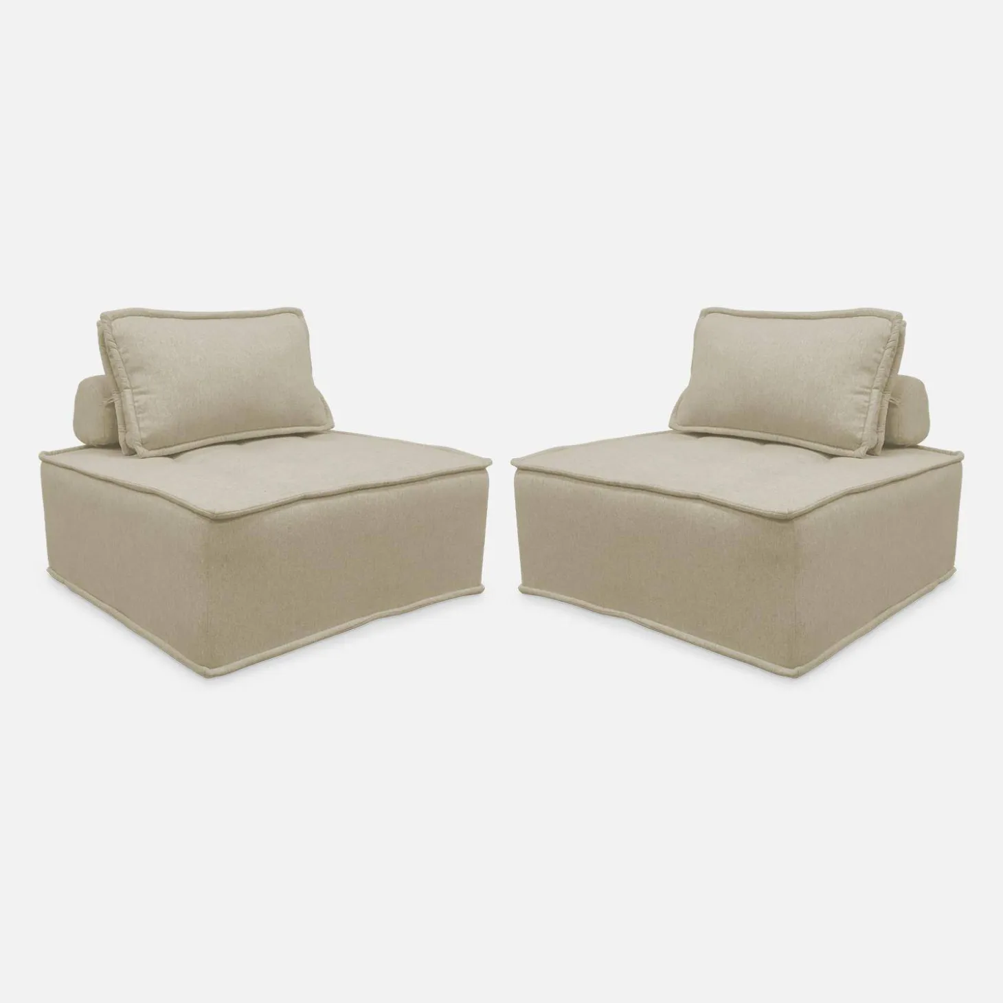 Sofá modular en tela lisa, 2 plazas