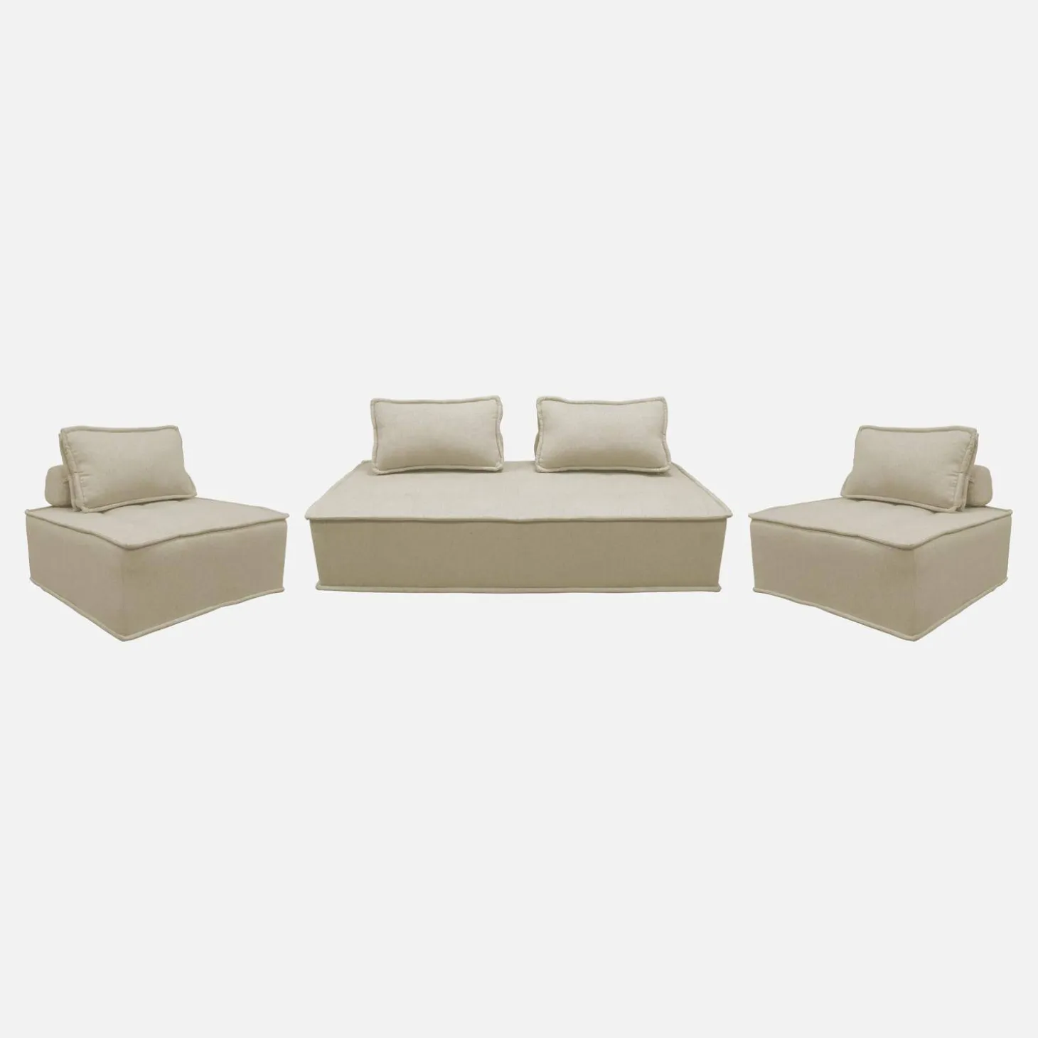 Sofá modular en tela lisa, 4 plazas