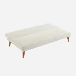 Sofá-cama borreguito con patas de madera, 3 plazas