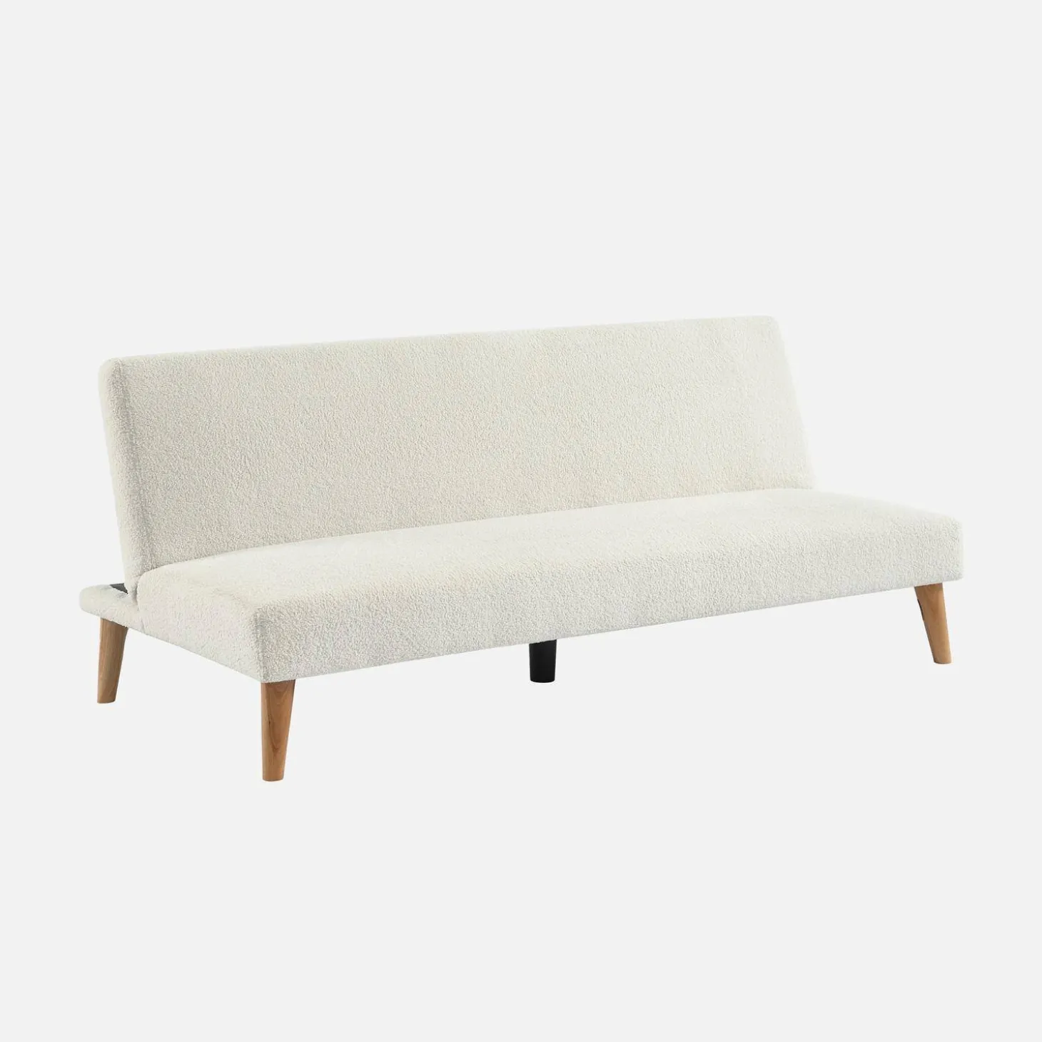 Sofá-cama borreguito con patas de madera, 3 plazas