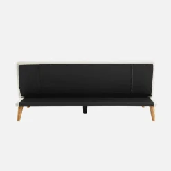 Sofá-cama borreguito con patas de madera, 3 plazas