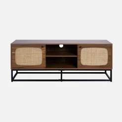 Soporte de TV de madera y caña redondeada 140cm