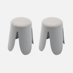 Taburete apilable con asiento texturado, set de 2