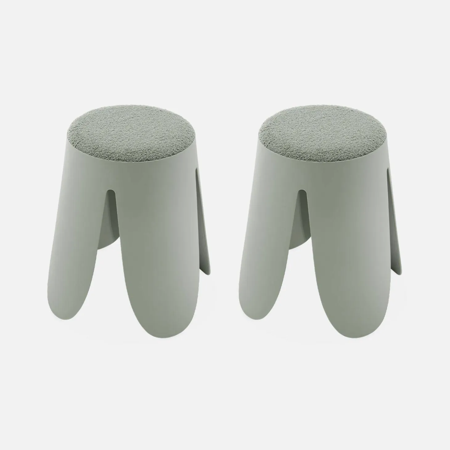 Taburete apilable con asiento texturado, set de 2